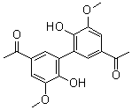 structure of CAS# 29799-22-2, Diapocynin;1,1'-(6,6'-Dihydroxy-5,5'-dimethoxy[1,1'-biphenyl]-3,3'-diyl)bis[ethanone]; Dehydrodiacetovanillone