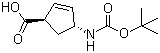 结构式 CAS# 298716-03-7, (1R,4R)-4-(N-叔丁氧羰基氨基)-2-环戊烯羧酸