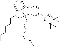 2-(9,9-Dioctylfluoren-2-yl)-4,4,5,5-tetramethyl-[1,3,2]dioxaborolane molecular structure (CAS 302554-81-0)
