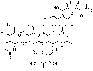 alpha-N-Acetylgalactosaminyl-(1→3)-[alpha-fucosyl-(1→2)]-beta-galactosyl-(1→4)-beta-N-acetylglucosaminyl-(1→3)-beta-galactosyl-(1→4)-glucose molecular structure (CAS 30461-82-6)
