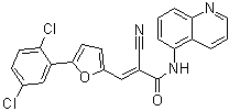 结构式 CAS# 304896-28-4, 2-氰基-3-[5-(2,5-二氯苯基)-2-呋喃基]-N-5-喹啉基-2-丙烯酰胺