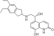 structure of CAS# 312753-06-3, Indacaterol;5-[(1R)-2-[(5,6-Diethyl-2,3-dihydro-1H-inden-2-yl)amino]-1-hydroxyethyl]-8-hydroxyquinolin-2(1H)-one; QAB 149