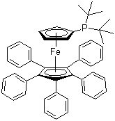 structure of CAS# 312959-24-3, 1,2,3,4,5-Pentaphenyl-1'-(di-tert-butylphosphino)ferrocene