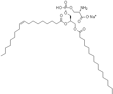 1-棕榈酰-2-油酰基-sn-甘油-3-[磷酰-L-丝氨酸]钠盐分子结构 (CAS 321863-21-2)