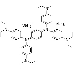 2,5-Cyclohexadiene-1,4-diylidenebis[bis[p-(diethylamino)phenyl]ammonium hexafluoroantimonate(V)] molecular structure (CAS 3283-10-1)