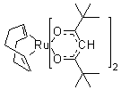 Bis(2,2,6,6-tetramethyl-3,5-heptanedionato)(1,5-cyclooctadiene)ruthenium(II) molecular structure (CAS 329735-79-7)