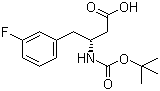 structure of CAS# 331763-66-7, Boc-D-3-Amino-4-(3-fluorophenyl)butyric acid;(betaR)-beta-[[(tert-Butoxy)carbonyl]amino]-3-fluorobenzenebutanoic acid