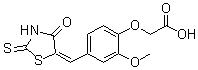 [2-Methoxy-4-[(4-oxo-2-thioxo-5-thiazolidinylidene)methyl]phenoxy]acetic acid molecular structure (CAS 331862-41-0)