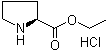 structure of CAS# 33305-75-8, (S)-Pyrrolidine-2-carboxylic acid ethyl ester hydrochloride;Ethyl L-prolinate hydrochloride; Proline ethyl ester hydrochloride