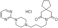 structure of CAS# 33386-08-2, Buspirone hydrochloride;N-[4-[4-(2-Pyrimidinyl)-1-piperazinyl]butyl]-8-azaspiro[4.5]decane-7,9-dione hydrochloride