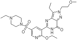 5-[2-Ethoxy-5-(4-ethylpiperazin-1-ylsulfonyl)pyridin-3-yl]-3-ethyl-2-(2-methoxyethyl)-2,6-dihydro-7H-pyrazolo[4,3-d]pyrimidin-7-one molecular structure (CAS 334826-98-1)