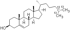 胆固醇-25,26,27-13C3分子结构 (CAS 335080-97-2)