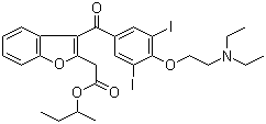 2-(3-[4-[2-(二乙基氨基)乙氧基]-3,5-二碘苯甲酰基]-1-苯并呋喃-2-基)乙酸 (2S)-丁-2-基酯分子结构 (CAS 335148-45-3)