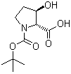 (2R,3R)-3-羟基-1,2-吡咯烷二甲酸 1-叔丁酯分子结构 (CAS 335280-19-8)