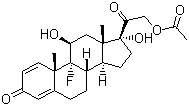 structure of CAS# 338-98-7, Isoflupredone acetate;21-Acetoxy-9-fluoro-11b,17-dihydroxypregna-1,4-diene-3,20-dione