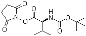 Boc-L-缬氨酸羟基琥珀酰亚胺酯分子结构 (CAS 3392-12-9)