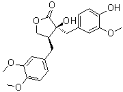 structure of CAS# 34209-69-3, (-)-Trachelogenin;(3S,4S)-4-[(3,4-Dimethoxyphenyl)methyl]dihydro-3-hydroxy-3-[(4-hydroxy-3-methoxyphenyl)methyl]-2(3H)-furanone