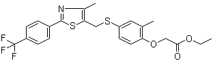 2-[2-甲基-4-[[[4-甲基-2-[4-(三氟甲基)苯基]-5-噻唑基]甲基]硫代]苯氧基]乙酸乙酯分子结构 (CAS 343322-83-8)