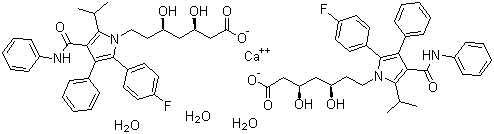 Atorvastatin hemicalcium trihydrate molecular structure (CAS 344423-98-9)