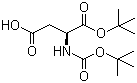 structure of CAS# 34582-32-6, Boc-L-Aspartic acid 1-tert-butyl ester;N-tert-Butyloxycarbonyl-L-aspartic acid 1-tert-butyl ester; Boc-Asp-OtBu