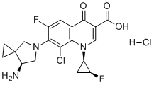 7-[(7S)-7-氨基-5-氮杂螺[2.4]庚-5-基]-8-氯-6-氟-1-[(1R,2S)-2-氟环丙基]-4-氧代-1,4-二氢-3-喹啉羧酸盐酸盐(1:1)分子结构 (CAS 346607-37-2)