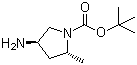 structure of CAS# 348165-63-9, 1,1-Dimethylethyl 4-amino-2-methyl-1-(2R,4R)-pyrrolidinecarboxylate
