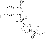structure of CAS# 348635-87-0, Amisulbrom;3-[(3-Bromo-6-fluoro-2-methyl-1H-indol-1-yl)sulfonyl]-N,N-dimethyl-1H-1,2,4-triazole-1-sulfonamide