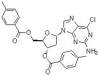 结构式 CAS# 35095-93-3, 6-氯-9-[2-脱氧-3,5-二-O-(4-甲基苯甲酰)-beta-D-赤式-呋喃戊糖基]-9H-嘌呤-2-胺