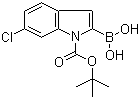 结构式 CAS# 352359-22-9, 1-叔丁氧羰基-6-氯吲哚-2-硼酸