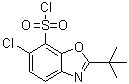 structure of CAS# 361392-60-1, 2-tert-Butyl-6-chlorobenzoxazole-7-sulfonyl chloride