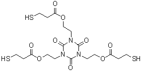 三[2-(3-巯基丙酰氧基)乙基]异氰脲酸酯分子结构 (CAS 36196-44-8)