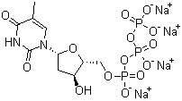 2'-Deoxythymidine 5'-triphosphoric acid tetrasodium salt molecular structure (CAS 3624-46-2)