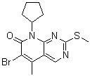 6-Bromo-8-cyclopentyl-5-methyl-2-methylsulfanyl-8H-pyrido[2,3-d]pyrimidin-7-one molecular structure (CAS 362656-25-5)