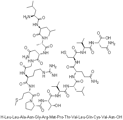 L-Leucyl-L-leucyl-L-alanyl-L-asparaginylglycyl-L-arginyl-L-methionyl-L-prolyl-L-threonyl-L-valyl-L-leucyl-L-glutaminyl-L-cysteinyl-L-valyl-L-asparagine molecular structure (CAS 364063-85-4)