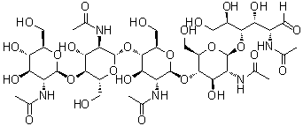 structure of CAS# 36467-68-2, Penta-N-acetylchitopentaose;O-2-(Acetylamino)-2-deoxy-beta-D-glucopyranosyl-(1→4)-O-2-(acetylamino)-2-deoxy-beta-D-glucopyranosyl-(1→4)-O-2-(acetylamino)-2-deoxy-beta-D-glucopyranosyl-(1→4)-O-2-(acetylamino)-2-deoxy-beta-D-glucopyranosyl-(1→4)-2-(acetylamino)-2-deoxy-D-glucose
