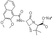 (2S,5R,6R)-6-[[(2,3-Dimethoxy-1-naphthalenyl)carbonyl]amino]-3,3-dimethyl-7-oxo-4-thia-1-azabicyclo[3.2.0]heptane-2-carboxylic acid monosodium salt molecular structure (CAS 36518-38-4)