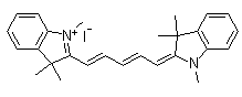 1,3,3,1',3',3'-六甲基吲哚双碳菁碘化物分子结构 (CAS 36536-22-8)