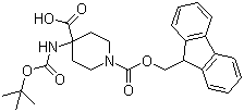 结构式 CAS# 368866-07-3, 4-(叔丁氧羰基氨基)-1-芴甲氧羰基哌啶-4-羧酸