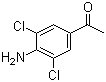 structure of CAS# 37148-48-4, 4'-Amino-3',5'-dichloroacetophenone;4-Acetyl-2,6-dichloroaniline; 1-(4-Amino-3,5-dichlorophenyl)-ethanone; 3',5'-Dichloro-4'-aminoacetophenone