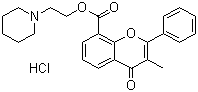 structure of CAS# 3717-88-2, Flavoxate hydrochloride;3-Methyl-4-oxo-2-phenyl-4H-1-benzopyran-8-carboxylic acid 2-(1-piperidinyl)ethyl ester hydrochloride