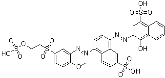 4-Hydroxy-3-[[4-[[2-methoxy-5-[[2-(sulfooxy)ethyl]sulfonyl]phenyl]azo]-7-sulfo-1-naphthalenyl]azo]-1-naphthalenesulfonic acid molecular structure (CAS 37395-77-0)