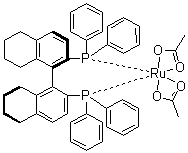 structure of CAS# 374067-51-3, Diacetato[(R)-(+)-2,2'-bis(diphenylphosphino)-5,5',6,6',7,7',8,8'-octahydro-1,1'-binaphthyl]ruthenium(II)