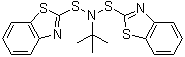 N-Benzothiazol-2-ylsulfanyl-N-tert-butyl-benzothiazole-2-sulfenamide molecular structure (CAS 3741-80-8)