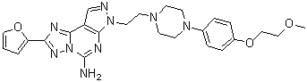 structure of CAS# 377727-87-2, Preladenant;2-(2-Furanyl)-7-[2-[4-[4-(2-methoxyethoxy)phenyl]-1-piperazinyl]ethyl]-7H-pyrazolo[4,3-e][1,2,4]triazolo[1,5-c]pyrimidin-5-amine; Sch 420814