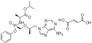 structure of CAS# 379270-38-9, GS 7340 fumarate;N-[(S)-[[(1R)-2-(6-Amino-9H-purin-9-yl)-1-methylethoxy]methyl]phenoxyphosphinyl]-L-llanine 1-methylethyl ester (2E)-2-butenedioate (1:1)