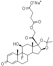 9-Fluoro-11beta,16alpha,17,21-tetrahydroxy-pregna-1,4-diene-3,20-dione cyclic 16,17-acetal with acetone 21-(hydrogen succinate) sodium salt molecular structure (CAS 3826-86-6)