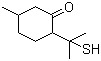 结构式 CAS# 38462-22-5, 硫代薄荷酮; 8-巯基马来酮; 对薄荷-8-硫醇-3-酮; 2-(1-巯基-1-甲基乙基)-5-甲基环己酮