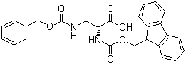 structure of CAS# 387824-80-8, N-Fmoc-N'-Cbz-D-Diaminopropionic acid;N-[(9H-Fluoren-9-ylmethoxy)carbonyl]-3-[[(phenylmethoxy)carbonyl]amino]-D-alanine