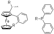 (1R)-1-[(1R)-1-(Diphenylphosphino)ethyl]-2-[2-(diphenylphosphino)phenyl]ferrocene molecular structure (CAS 388079-58-1)