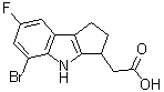 structure of CAS# 393509-23-4, 5-Bromo-7-fluoro-1,2,3,4-tetrahydrocyclopent[b]indole-3-acetic acid;(5-Bromo-7-fluoro-1,2,3,4-tetrahydrocyclopenta[b]indol-3-yl)acetic acid